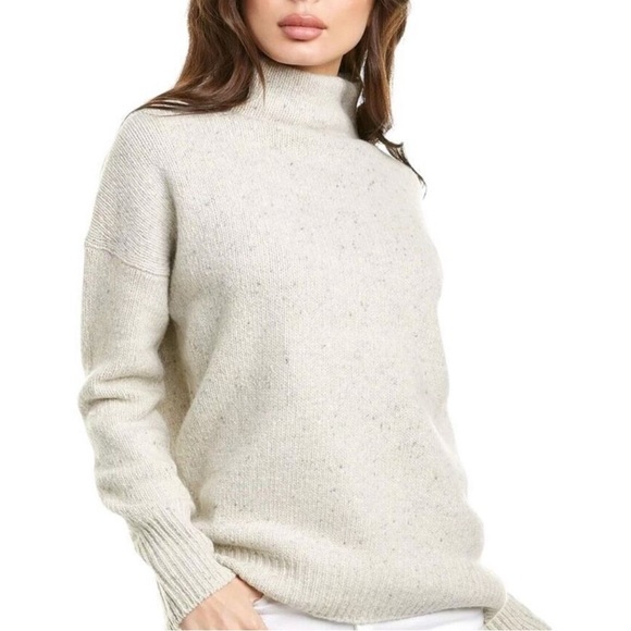 Vince Funnel Neck Wool Blend Flecked Sweater • L - Picture 1 of 6